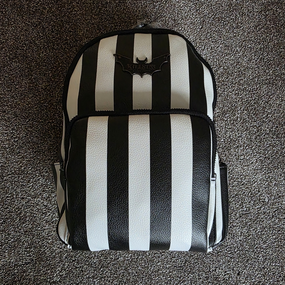 Black and White Striped  Backpack